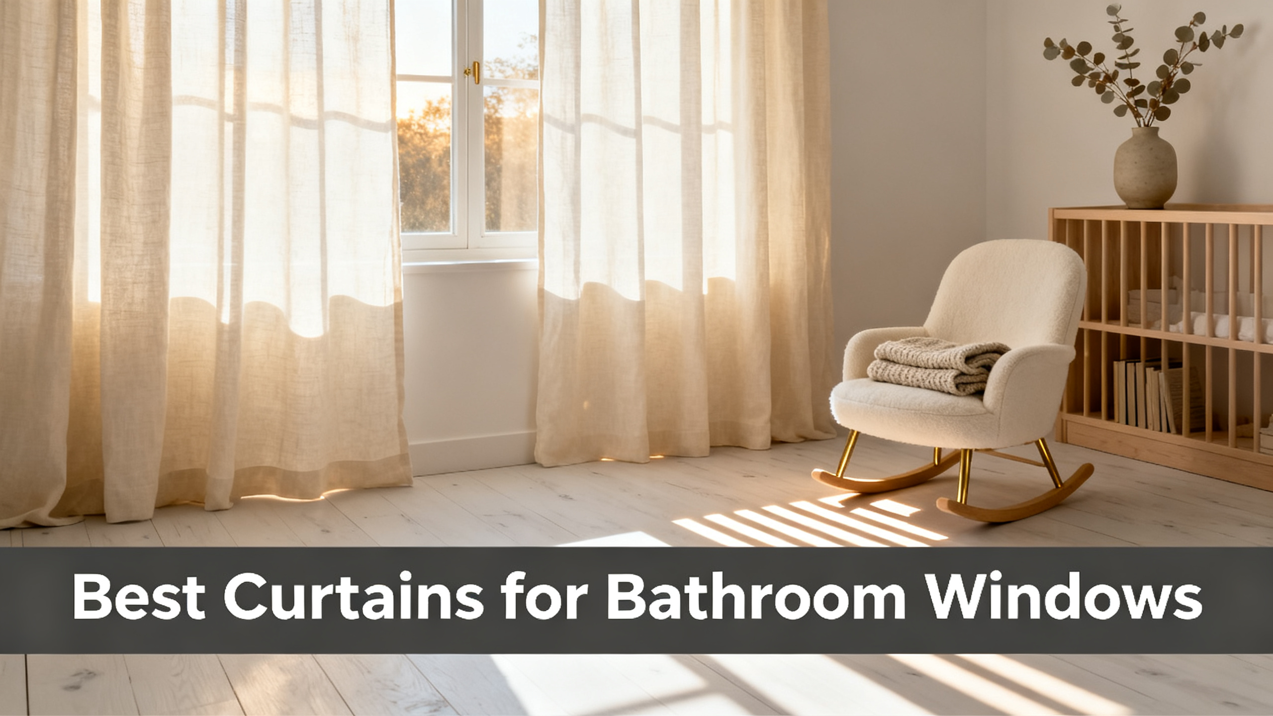 Scandinavian-modern interior at golden hour with window treatment, neutral palette, editorial home photography for Best Curtains for Bathroom Windows