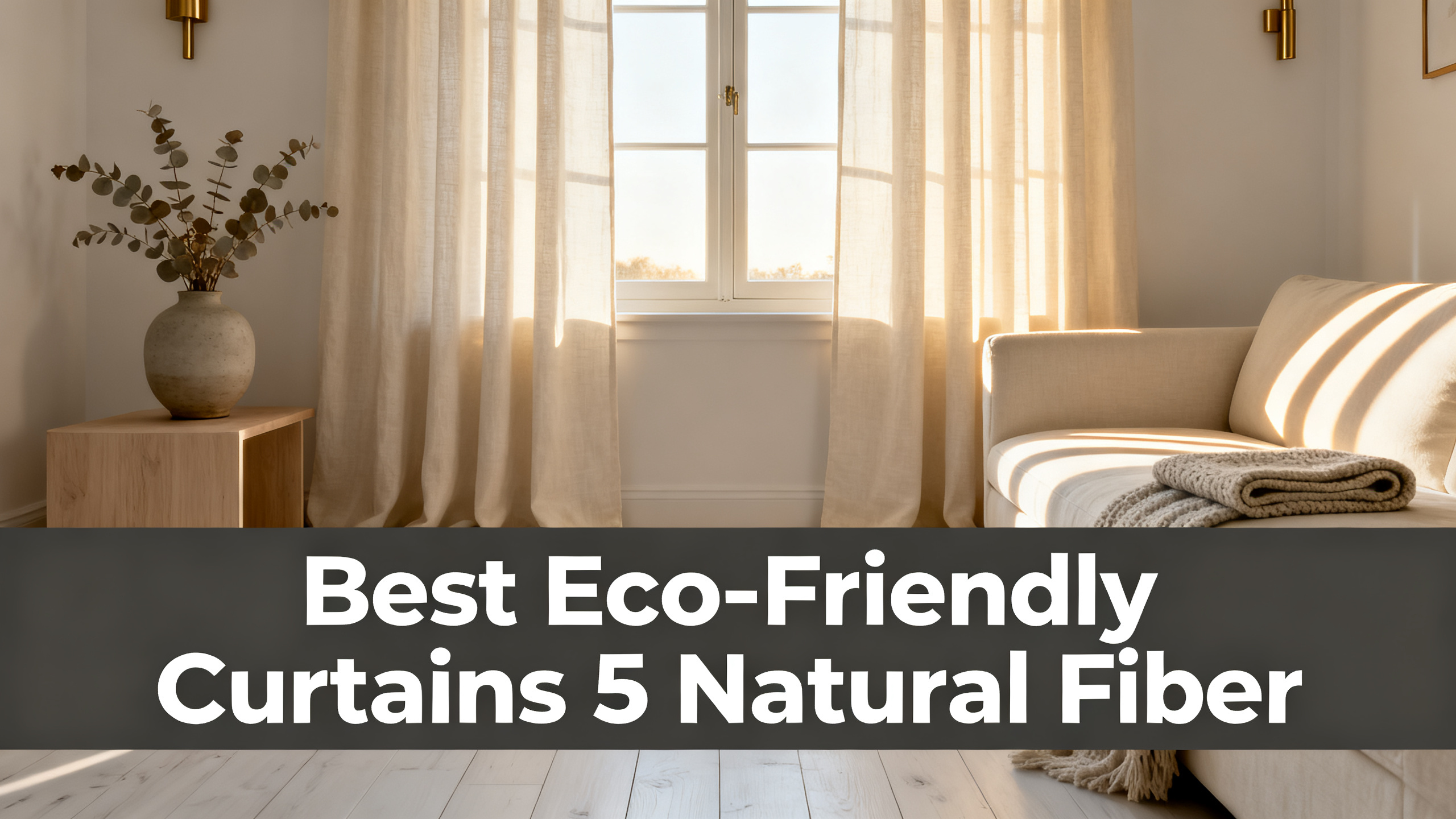 Scandinavian-modern interior at golden hour with window treatment, neutral palette, editorial home photography for Best Eco-Friendly Curtains 5 Natural Fiber