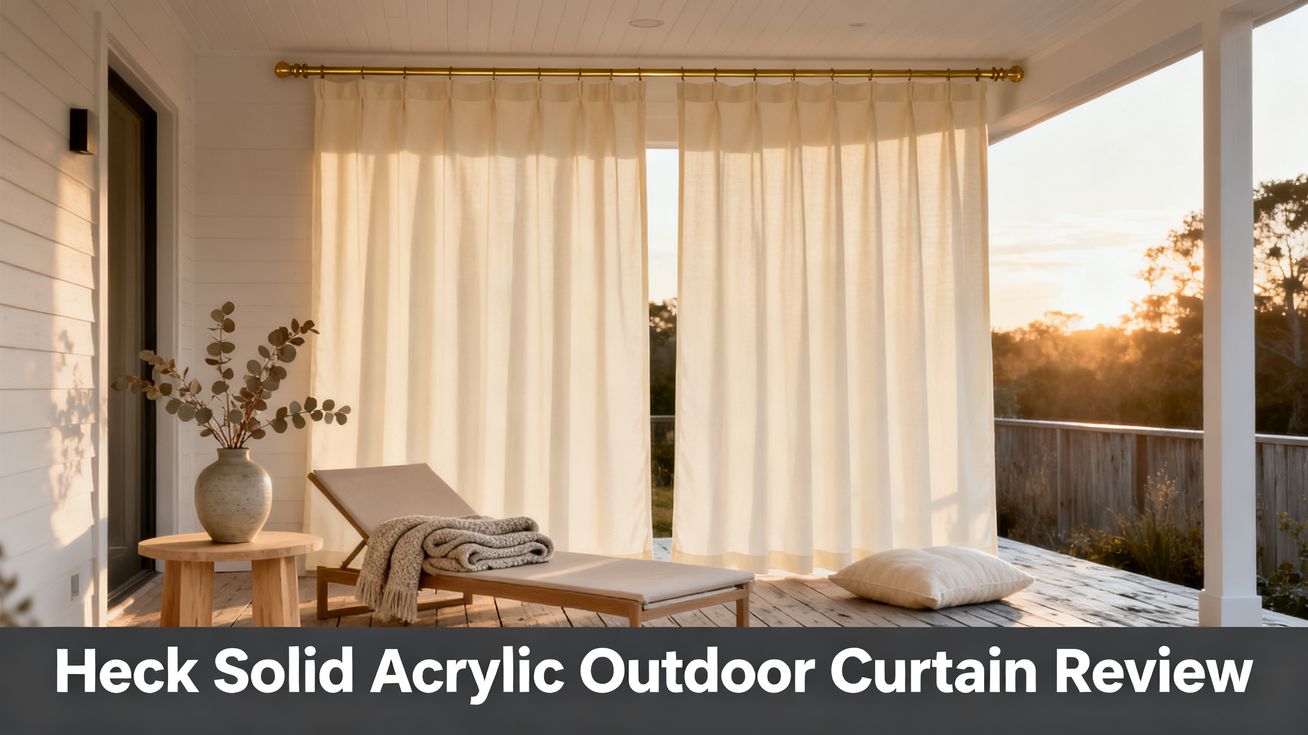 Scandinavian-modern interior at golden hour with window treatment, neutral palette, editorial home photography for Heck Solid Acrylic Outdoor Curtain Review