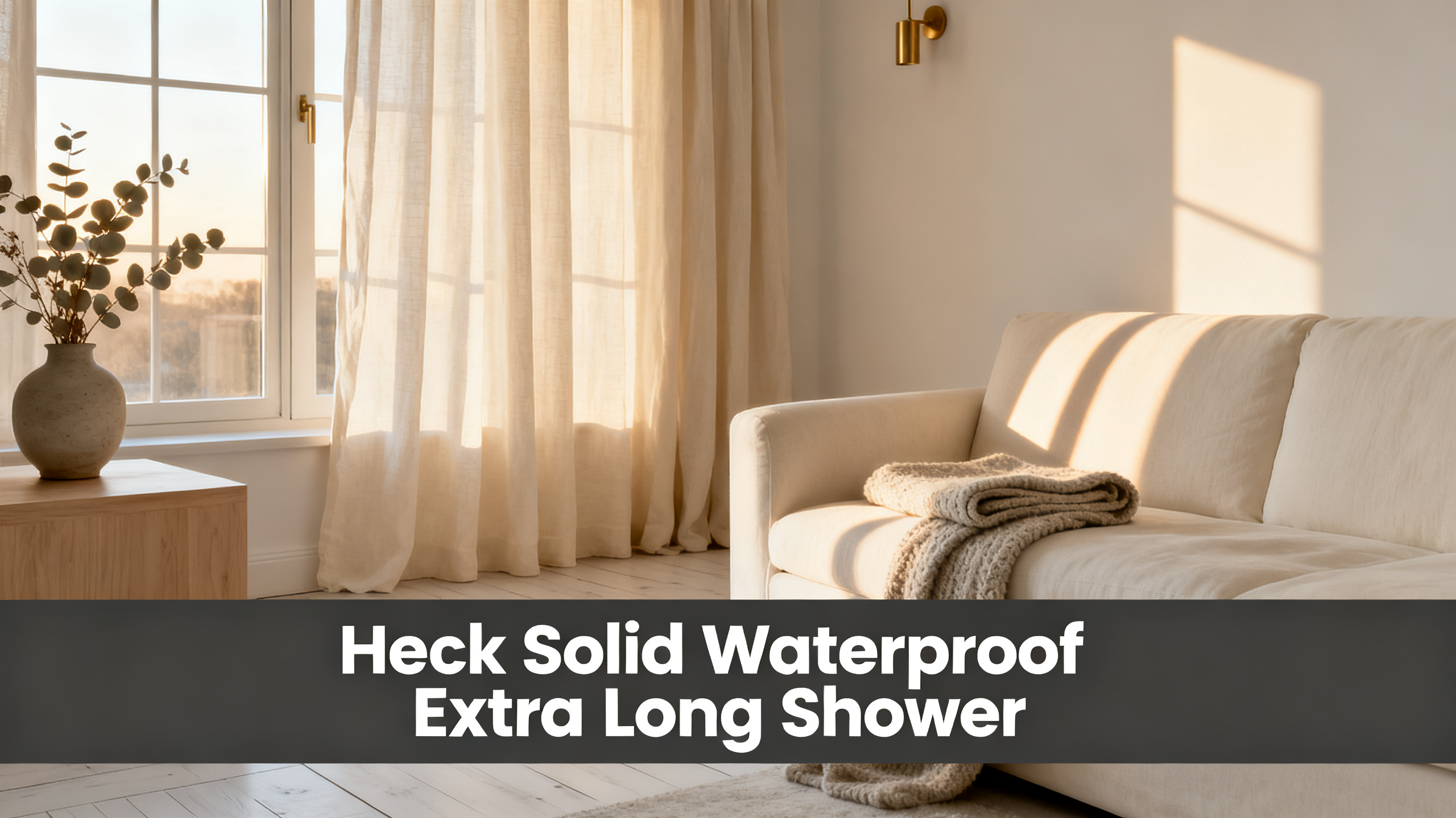 Scandinavian-modern interior at golden hour with window treatment, neutral palette, editorial home photography for Heck Solid Waterproof Extra Long Shower