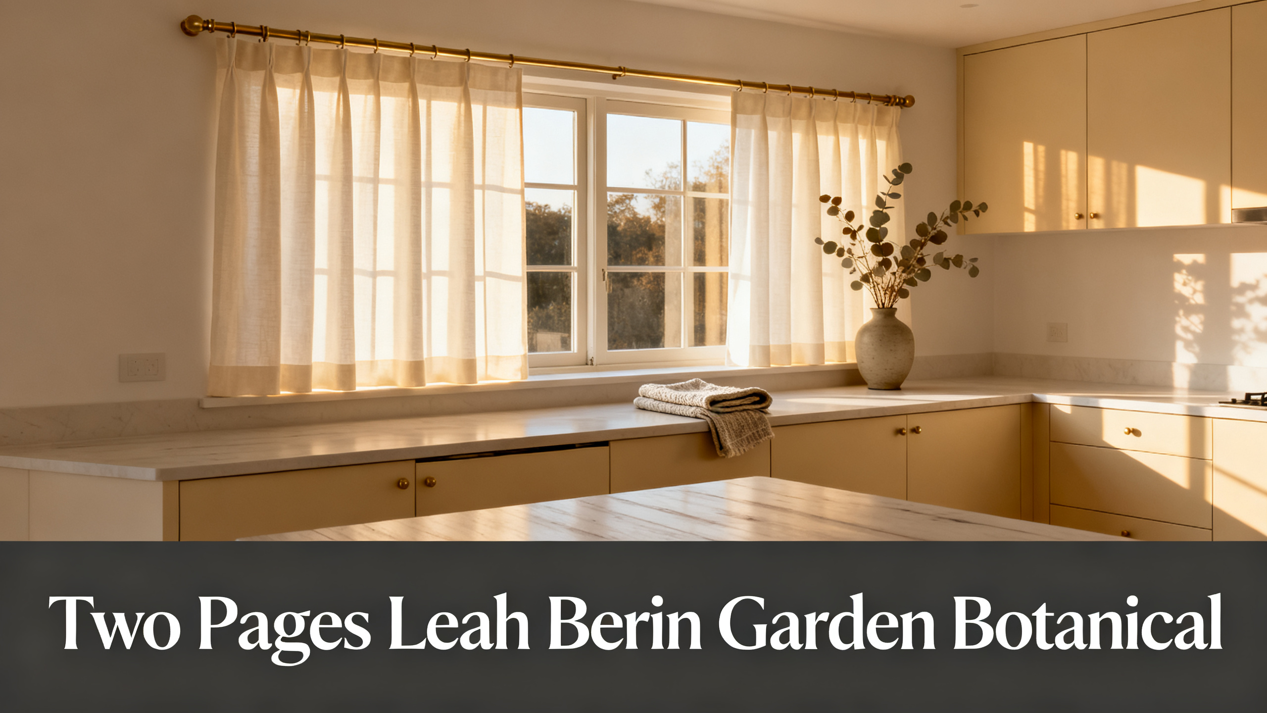 Scandinavian-modern interior at golden hour with window treatment, neutral palette, editorial home photography for Two Pages Leah Berin Garden Botanical