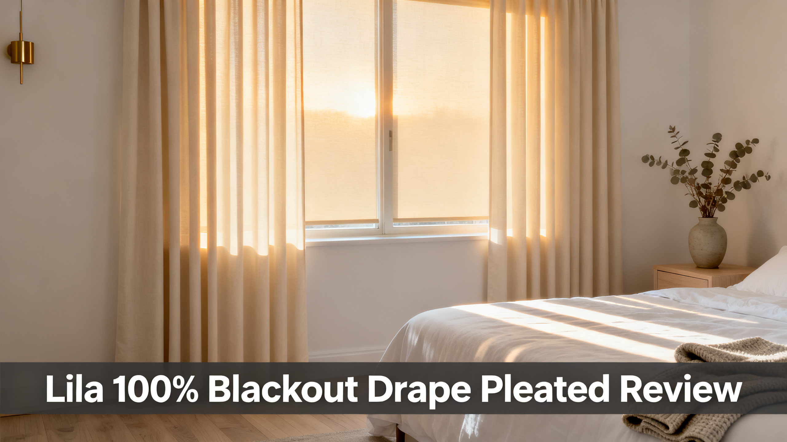 Scandinavian-modern interior at golden hour with window treatment, neutral palette, editorial home photography for Lila 100% Blackout Drape Pleated Review