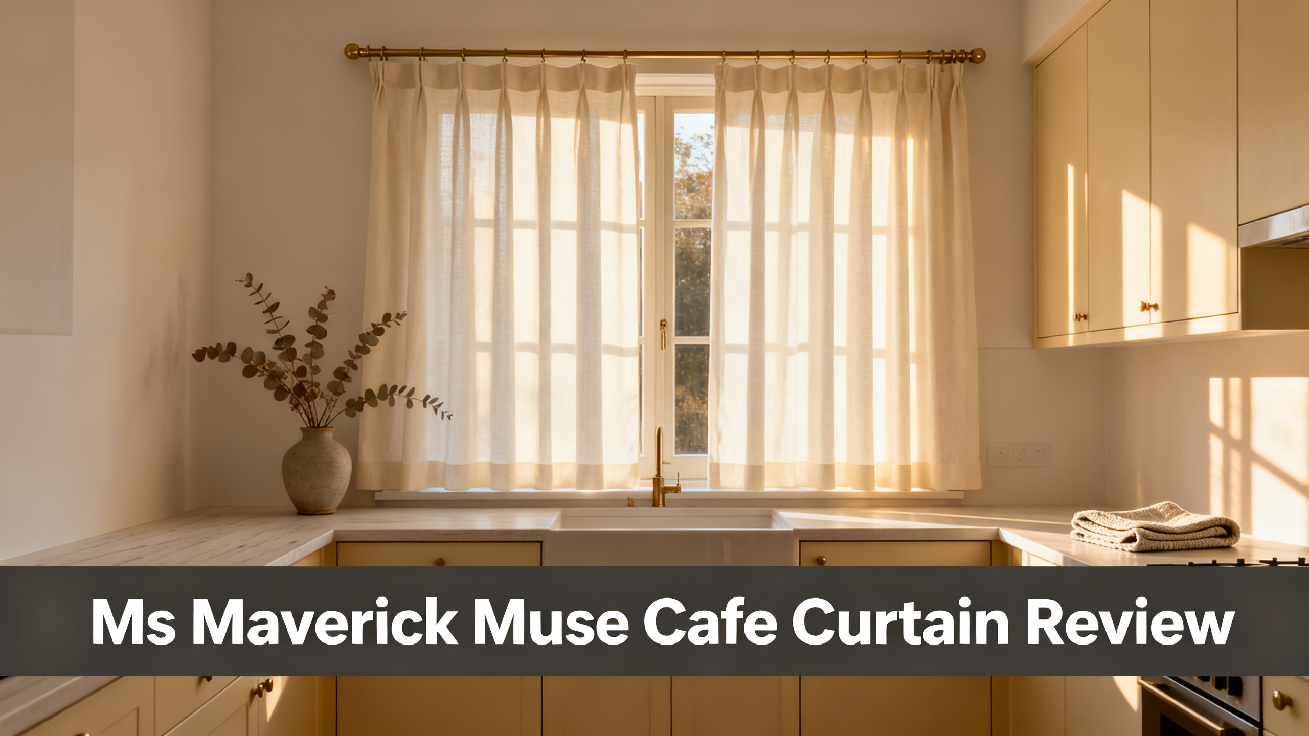 Scandinavian-modern interior at golden hour with window treatment, neutral palette, editorial home photography for Ms Maverick Muse Cafe Curtain Review