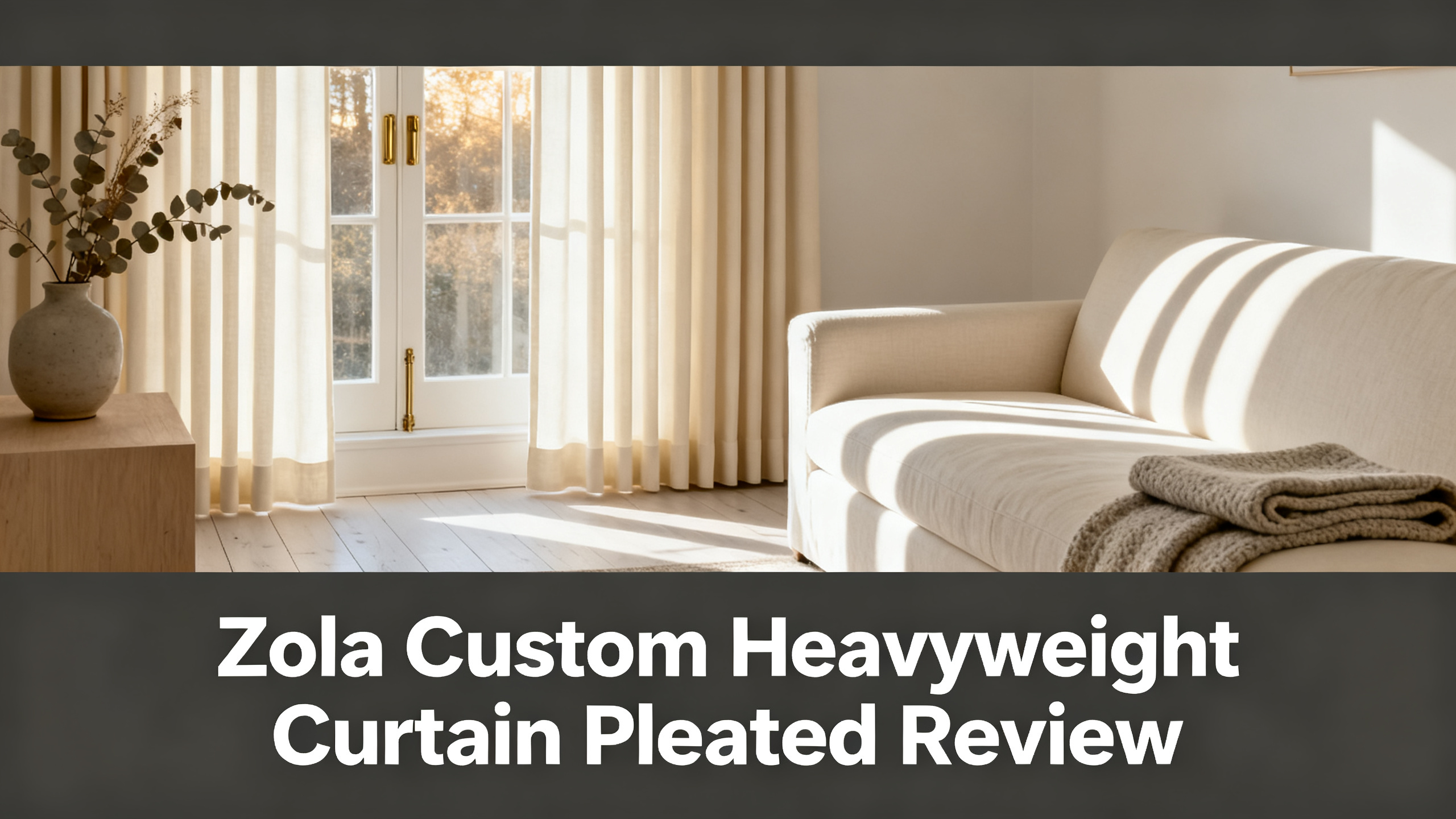 Scandinavian-modern interior at golden hour with window treatment, neutral palette, editorial home photography for Zola Custom Heavyweight Curtain Pleated Review