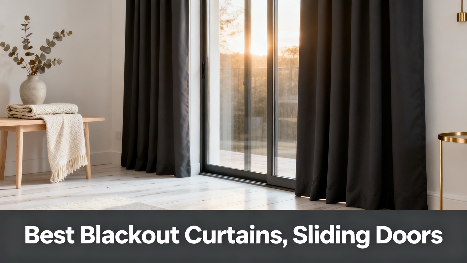 Blackout drapes on a sliding glass door