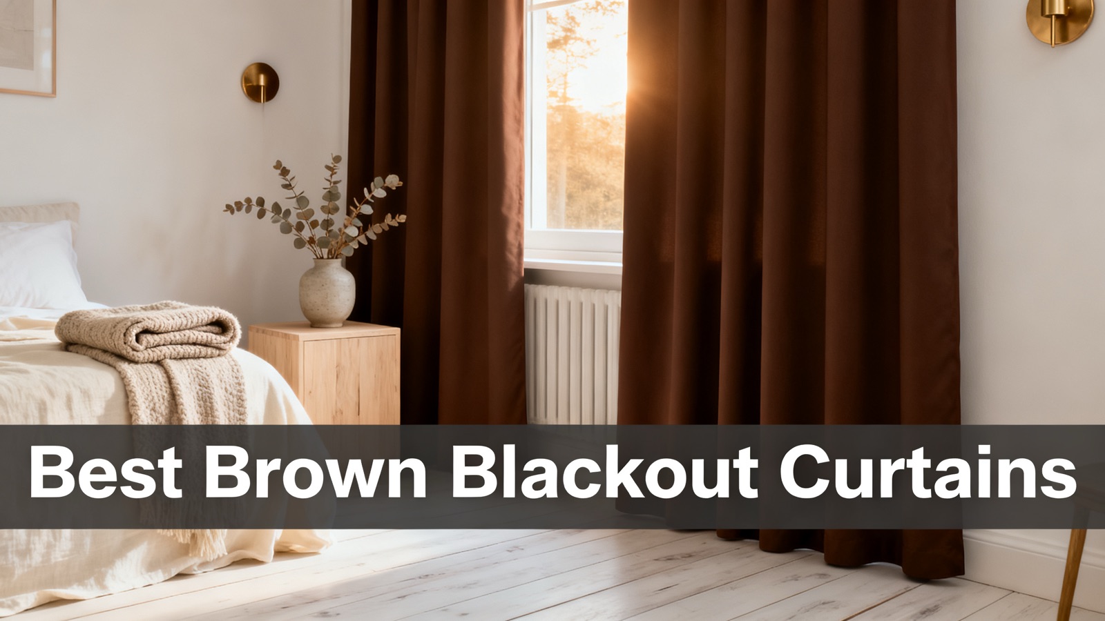 Chocolate brown blackout drapes in a bedroom