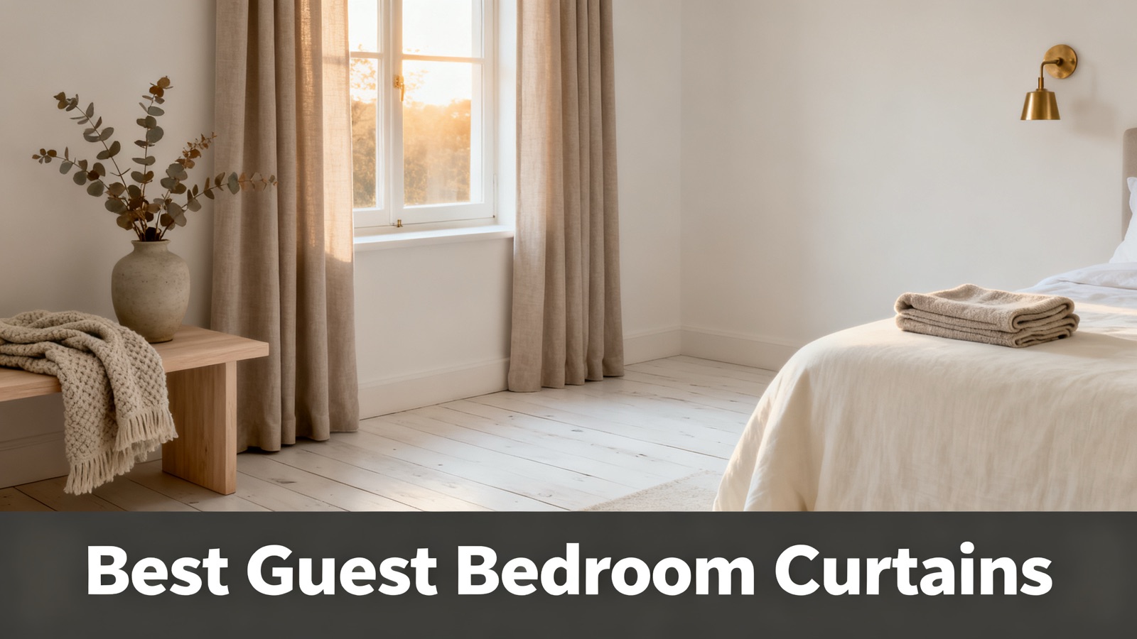 Soft greige curtains in a welcoming guest bedroom