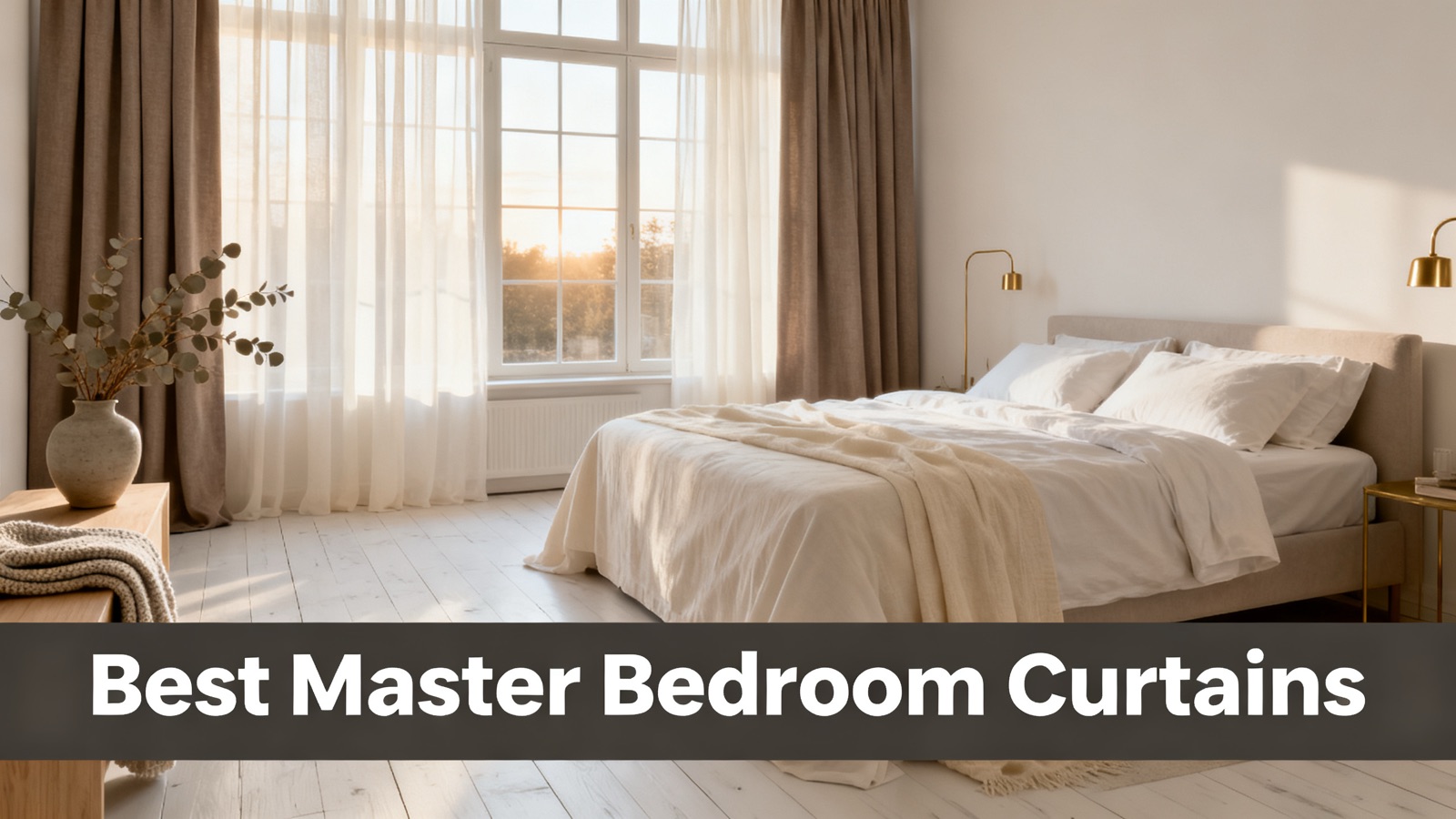 Layered drapes in a spacious master bedroom