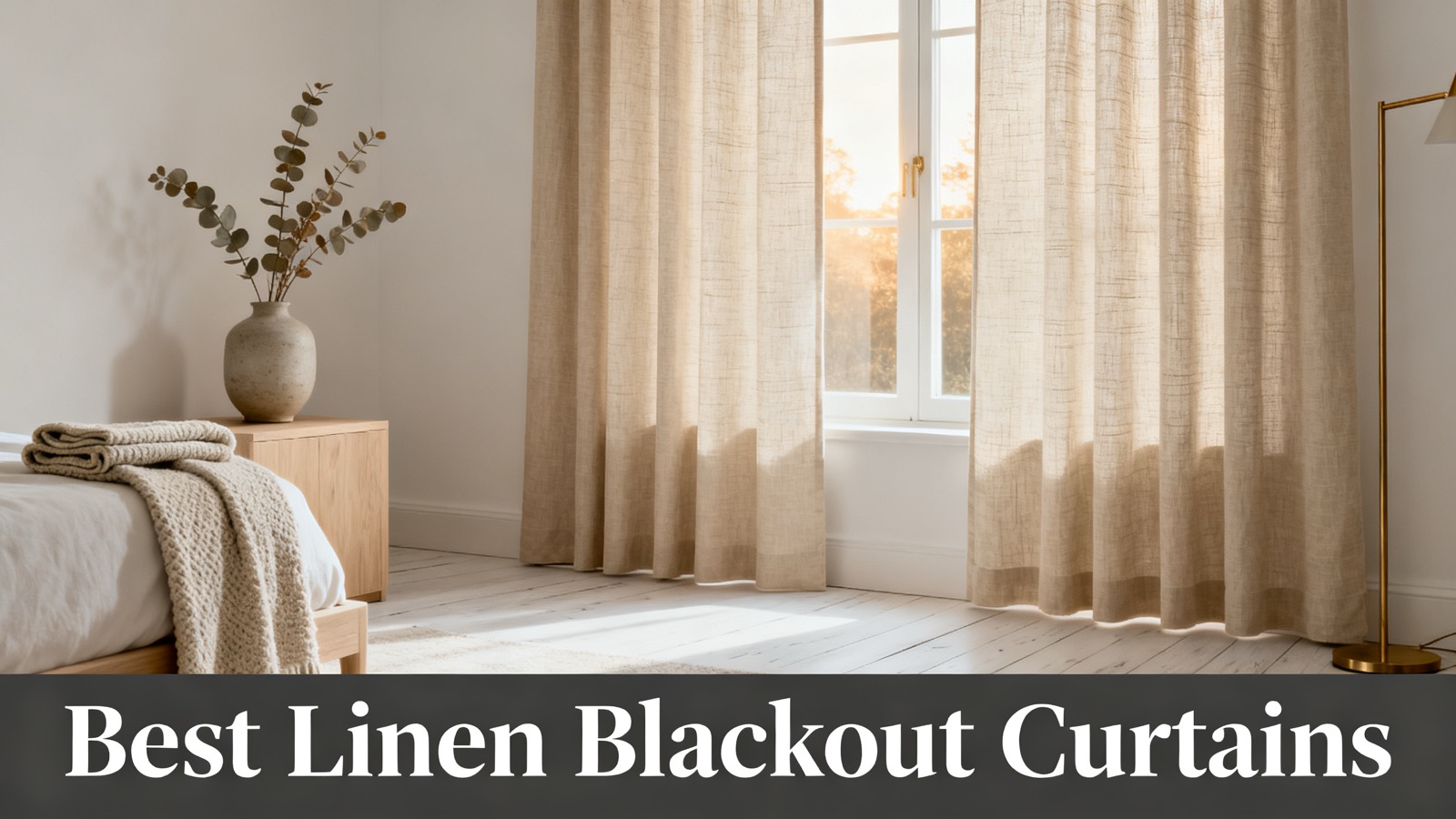 Linen blackout drapes with natural slub texture