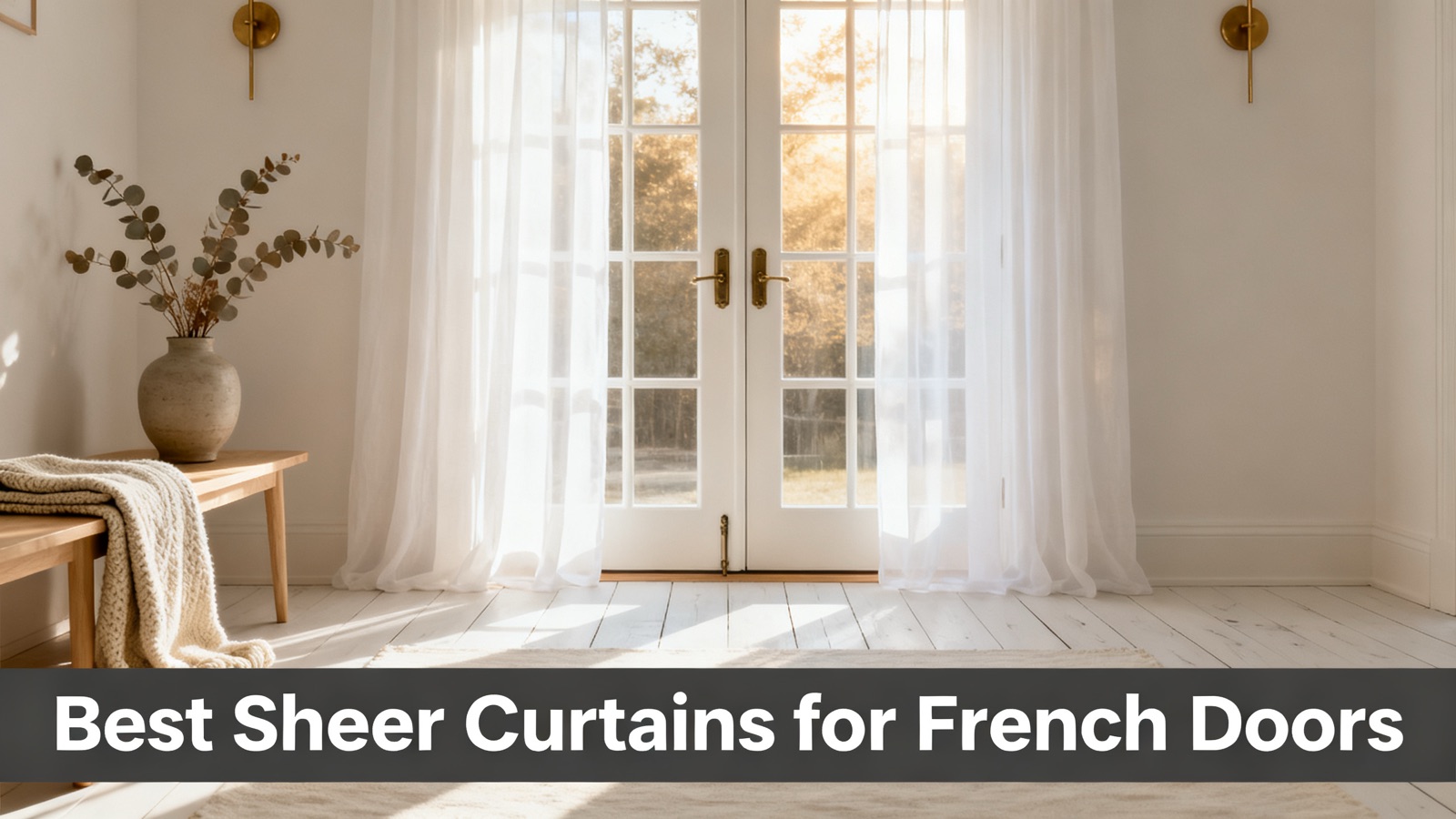 Sheer voile curtains on french doors