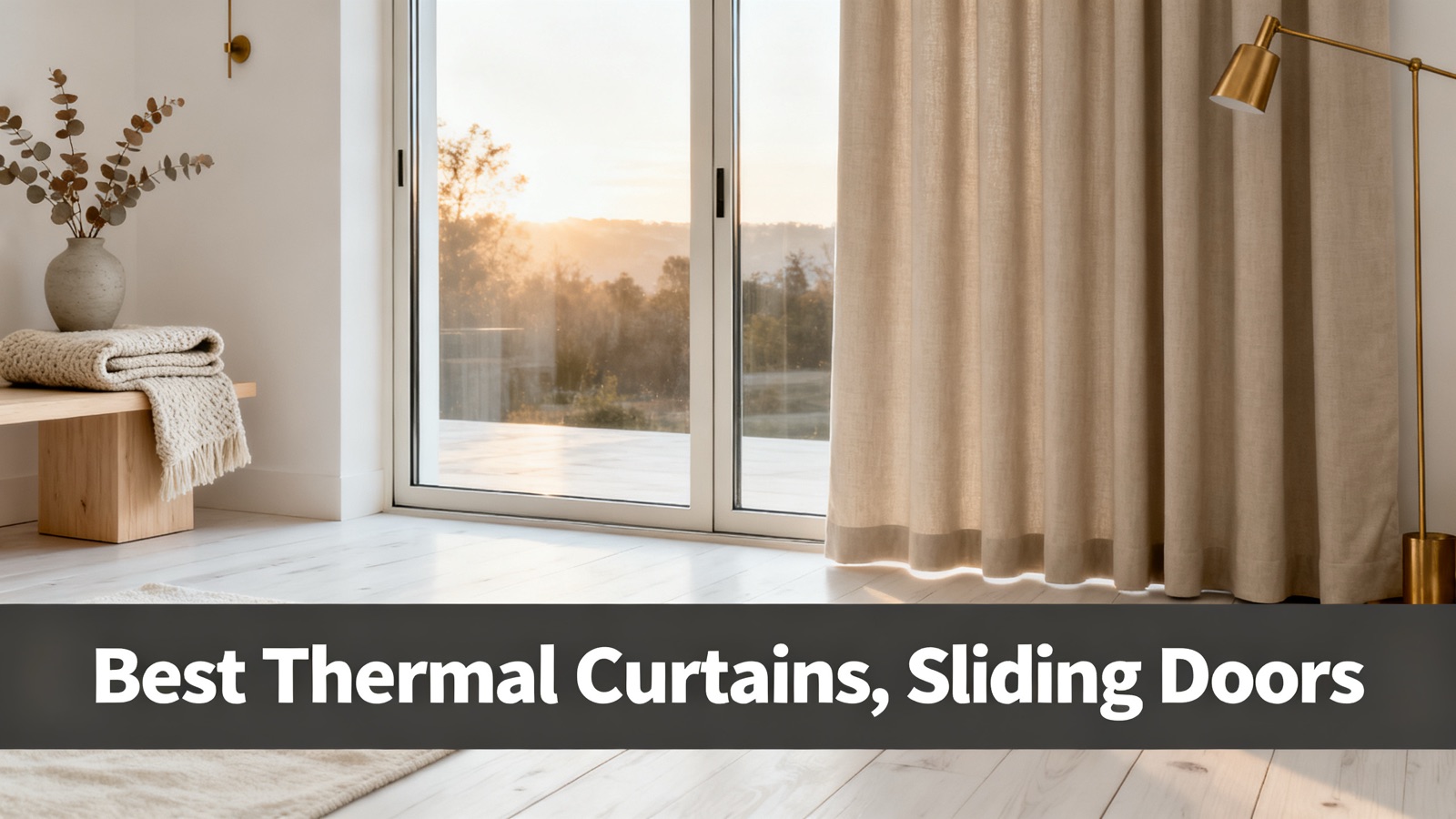 Thermal drapes on a wide sliding glass door