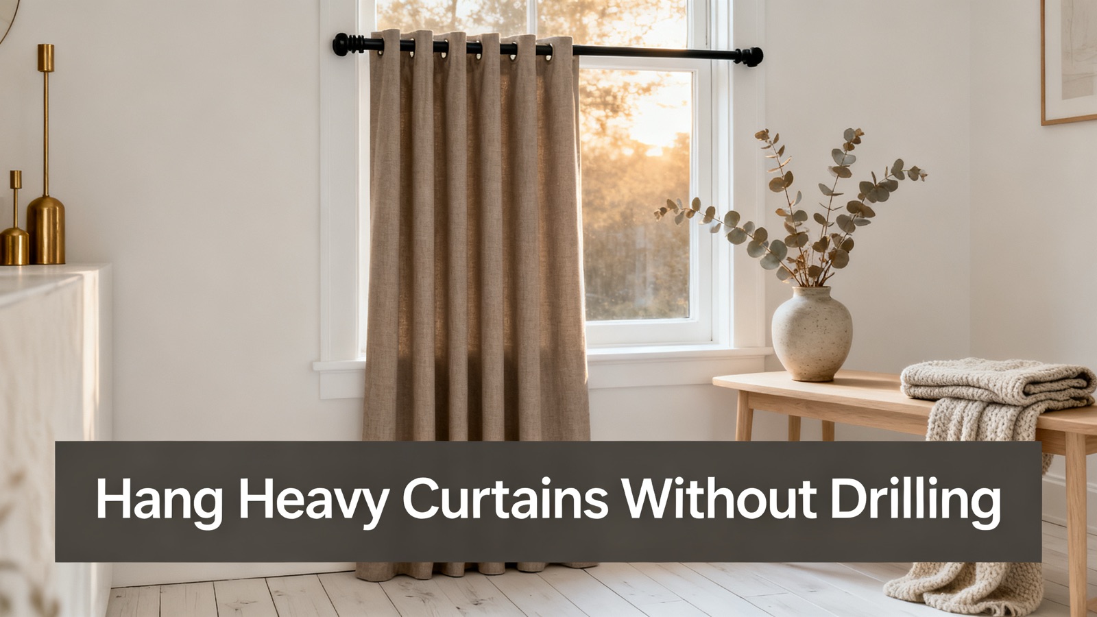 Heavy drapes on a no-drill tension rod