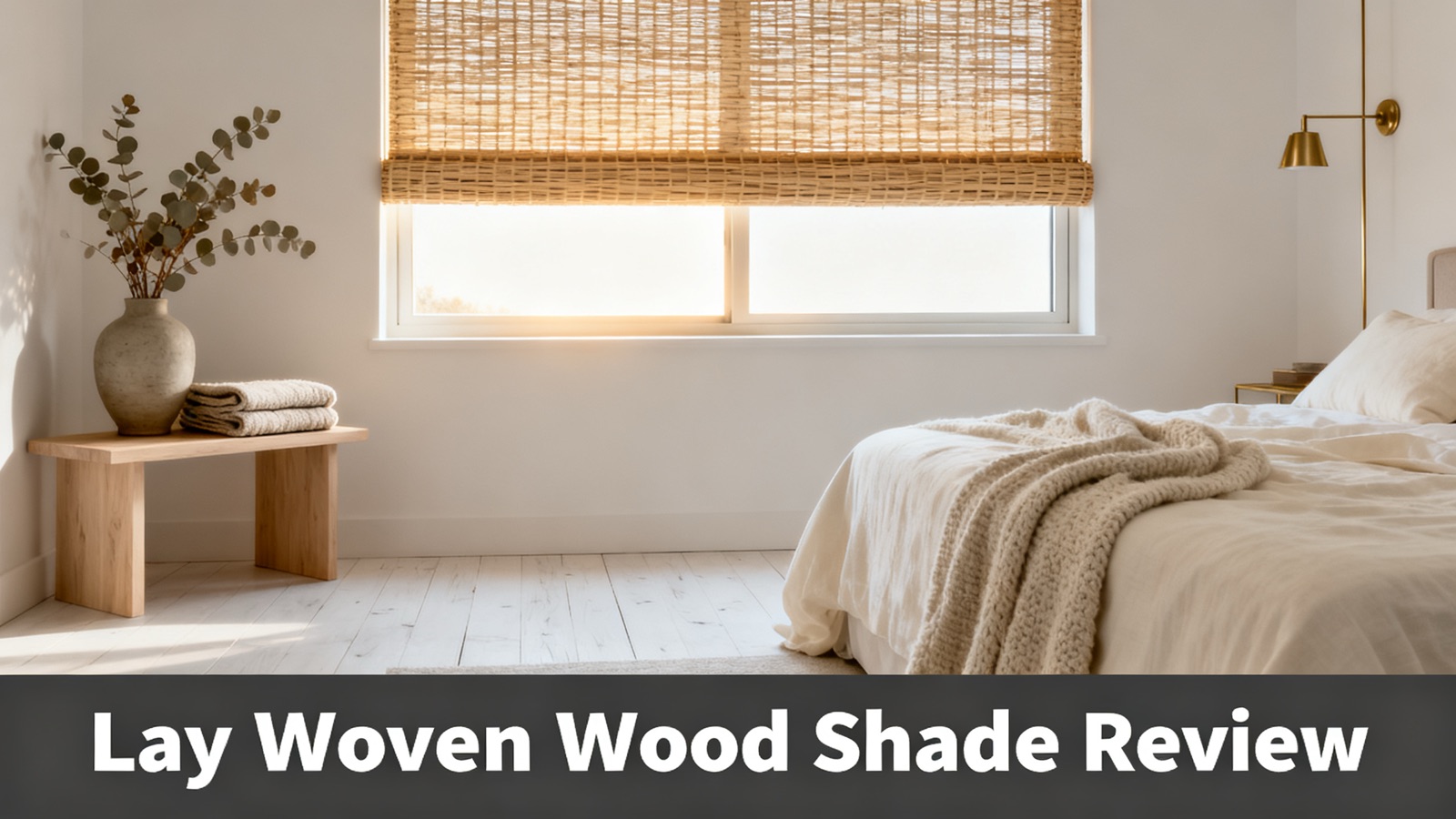 Top-down bottom-up woven wood shade in rattan white