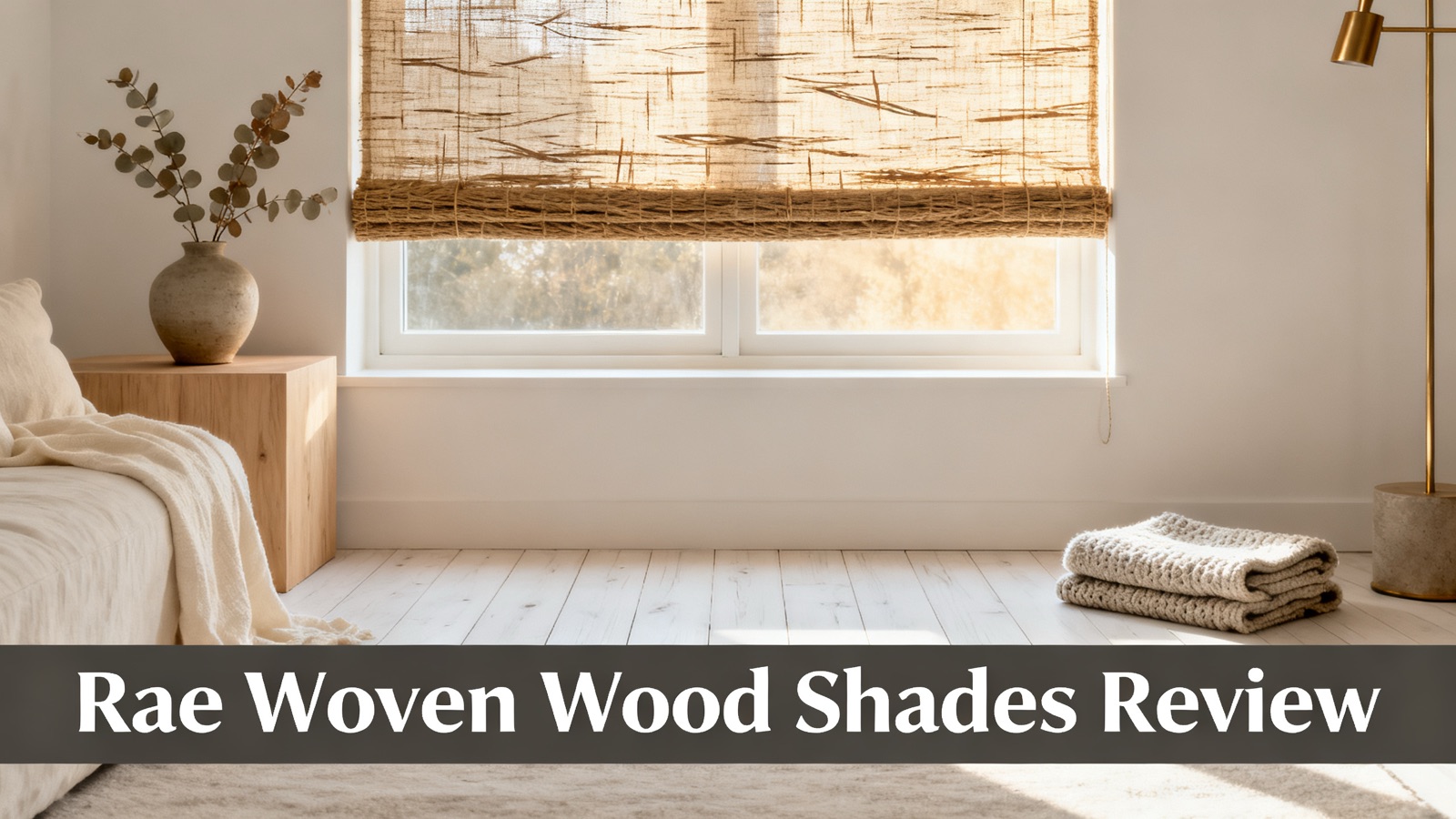 Natural ramie jute woven wood shade partially raised
